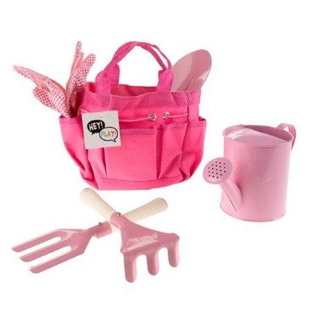 Toy Time Kid's Garden Tool Set with Child Safe Shovel, Rake, Fork, Gloves, Watering Can for Boys and Girls 751275SPO